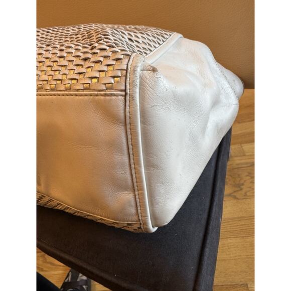 Coach Park Woven Leather Zip Top Tote, in White With Silver - Picture 8 of 16